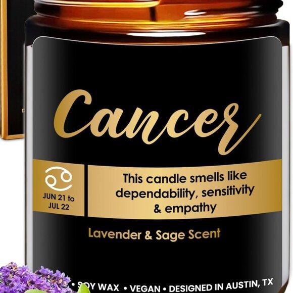 Cancer Candle, Unique Zodiac Candles, Thoughtful Cancer Gifts for Women, Zodiac - Picture 1 of 9